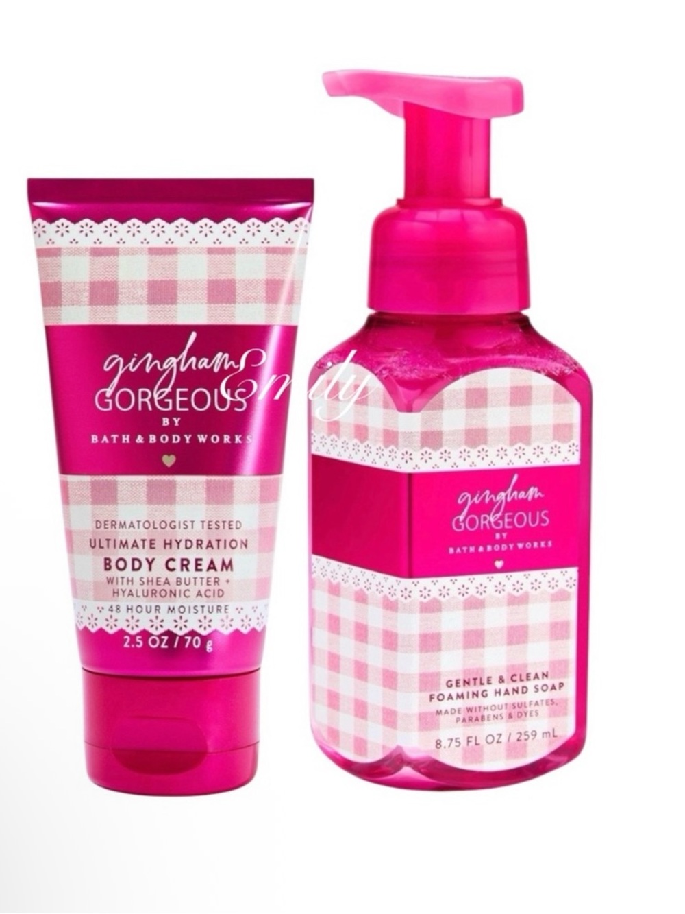 NEW 2-Pc GINGHAM GORGEOUS Body Cream & Foaming Hand Soap Set